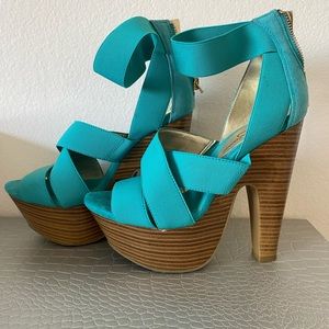 Jessica Simpson open toe 5.5 inch wedged heels